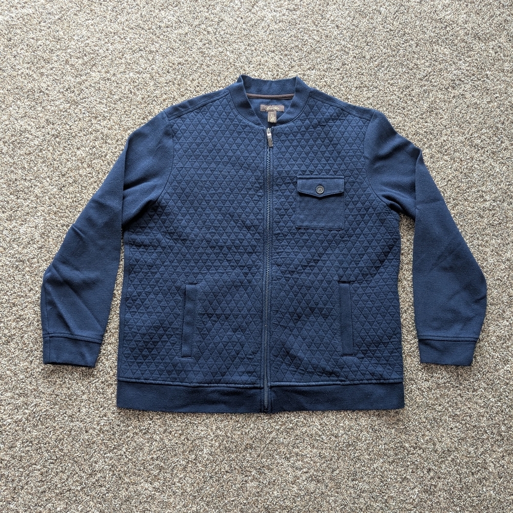*CLEAROUT* Tasso Elba Quilted Full Zip Sweater Size XL Blue